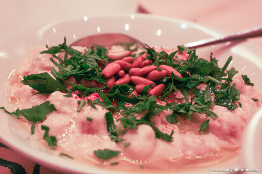 Food for dinner at Abdel Wahab restaurant in Beirut, Lebanon