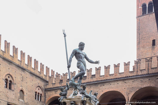 Statue in Piazza Maggiore, Bologna, Italy