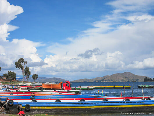 Ferries on the river en route from Copacabana to La Paz in Bolivia