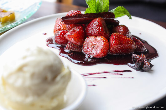 Strawberries for dessert at lunch at Cicciolina restaurant in Cuzco, Peru