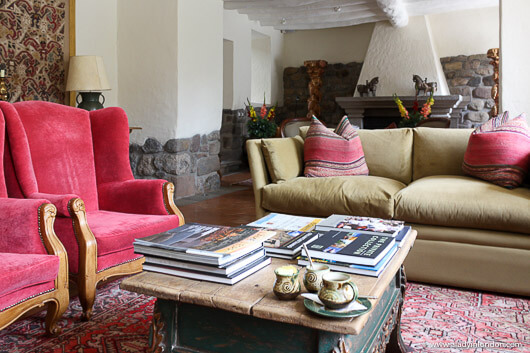 Lobby of the Inkaterra La Casona hotel in Cuzco, Peru