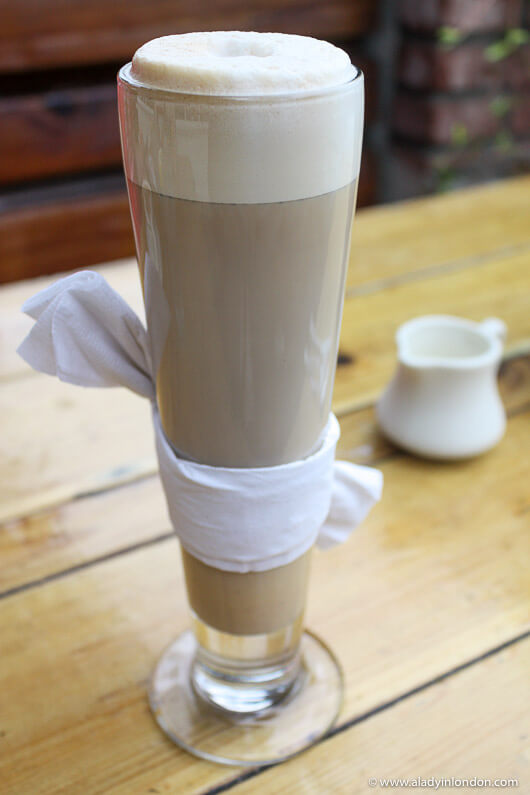 Latte at a restaurant in Del Mar, California