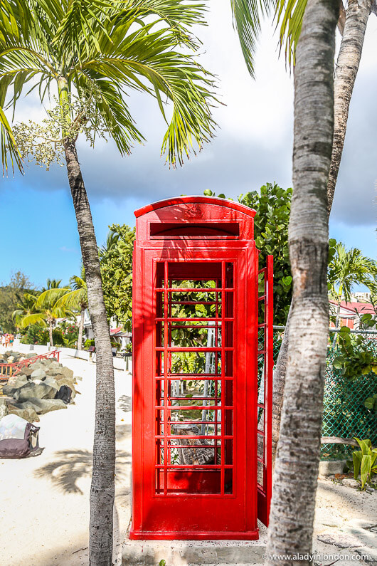 Red Phone Box on the beach in Antigua