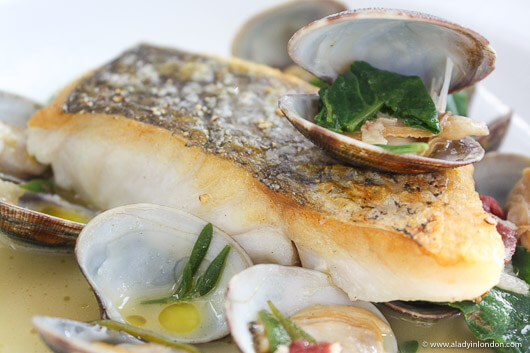 Hake with clams at a restaurant in London