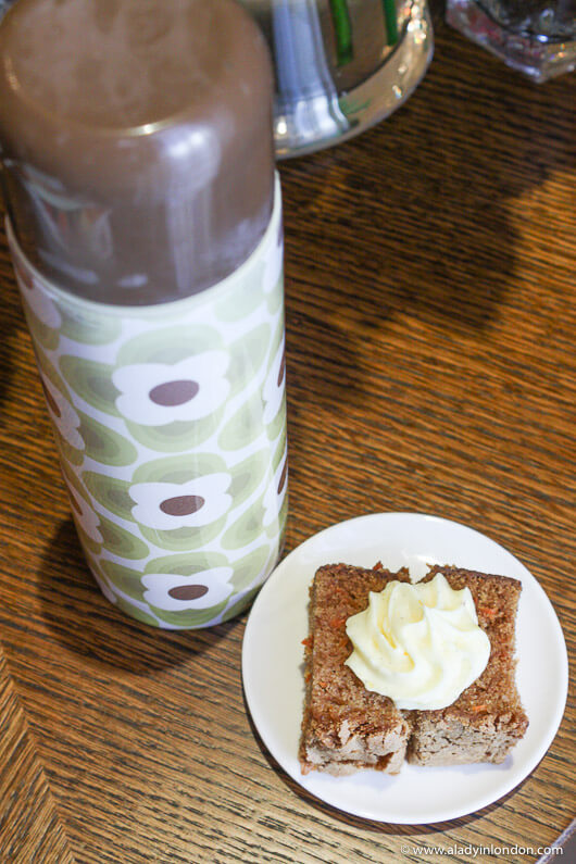 Thermos of tea and cake at The Kensington Hotel in London