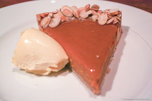 Pumpkin pie for dessert at The Kensington Hotel