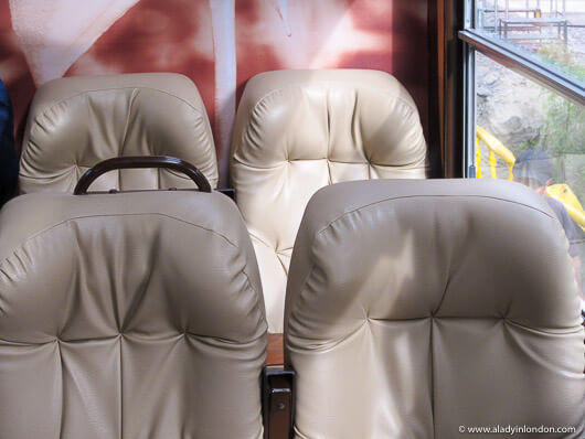 Business class seats on the Inca Rail train in Machu Picchu, Peru