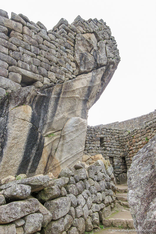 Steps at the Inca ruins in Machu Picchu, Peru