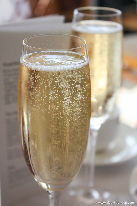 Champagne at afternoon tea at the Petersham hotel in Richmond, London, England