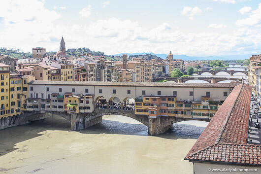 View of the Ponte Vecchio from the Uffizi in Florence