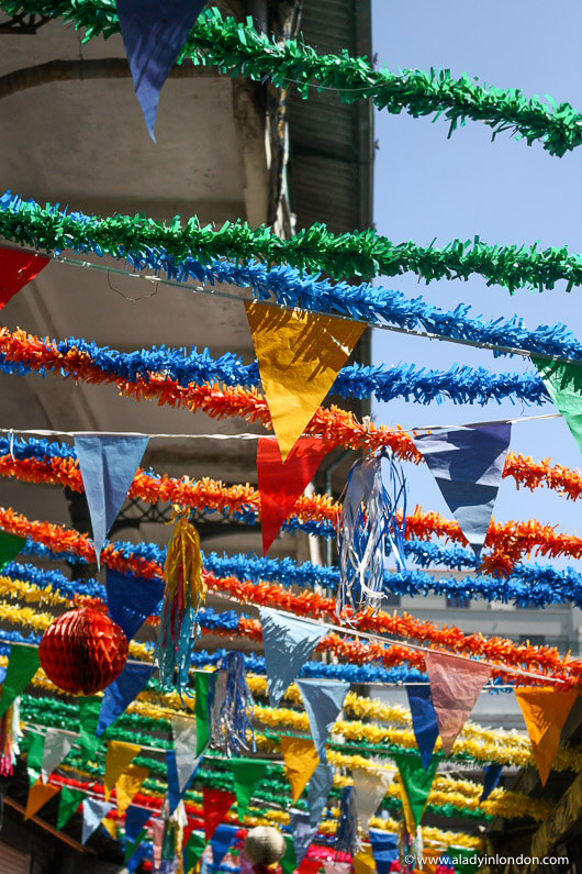 Bunting in the Mercado do Bolhao, Porto, Portugal