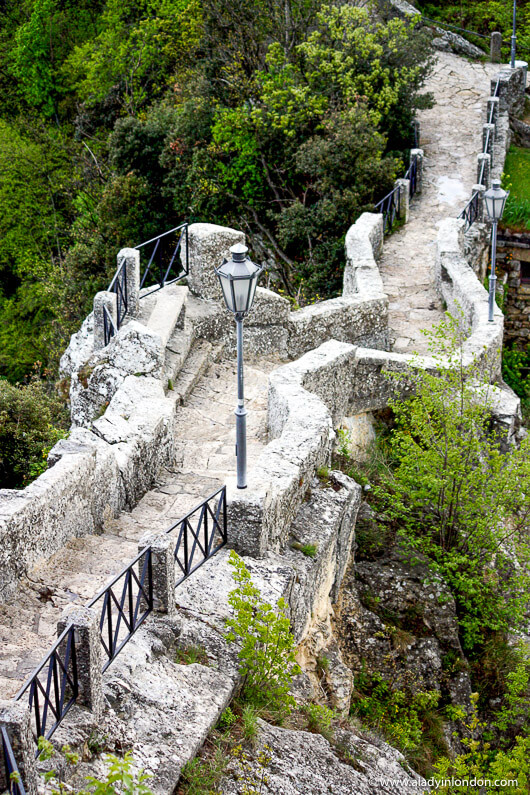 Stone wall on a hill in San Marino