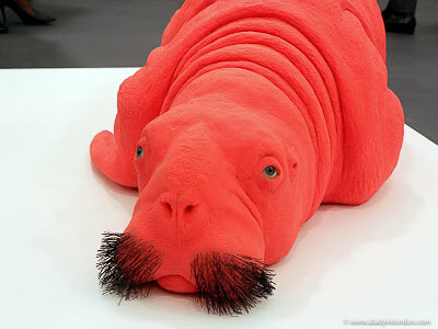 Pink walrus at the Frieze Art Fair in London