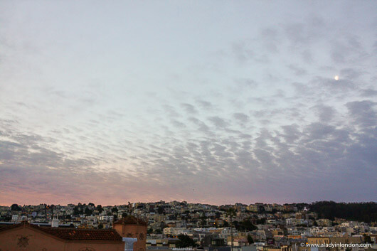 Moon at Sunrise in San Francisco
