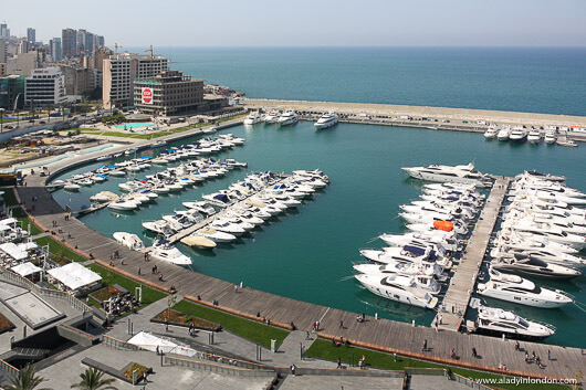 View of Zaitunay Bay from the roof of the Four Seasons Hotel in Beirut