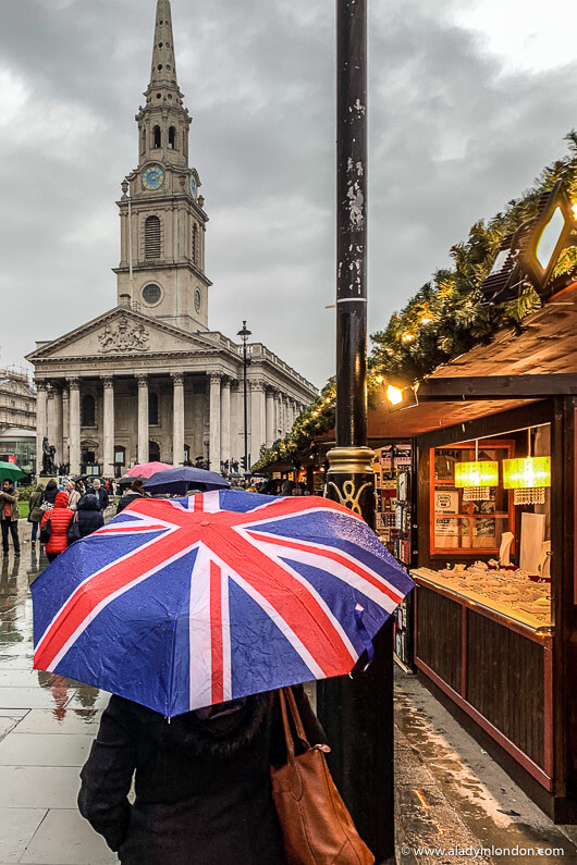 London Umbrella at a Christmas market in Trafalgar Square