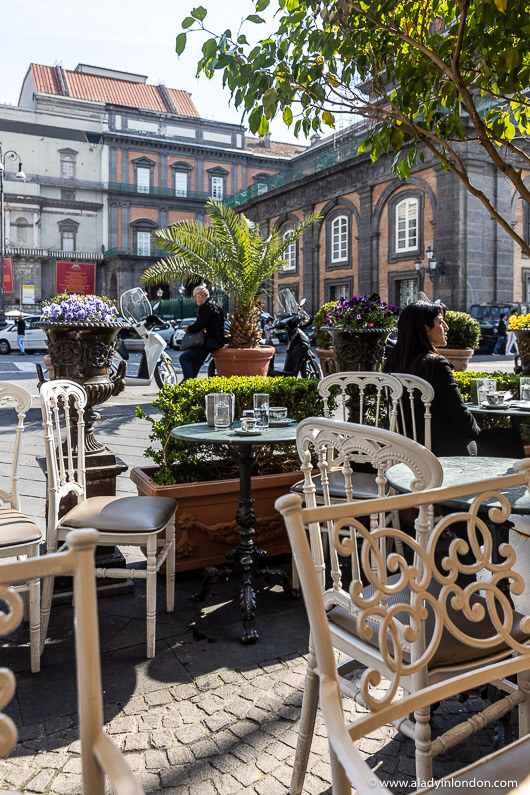 Cafe tables in Naples, Italy