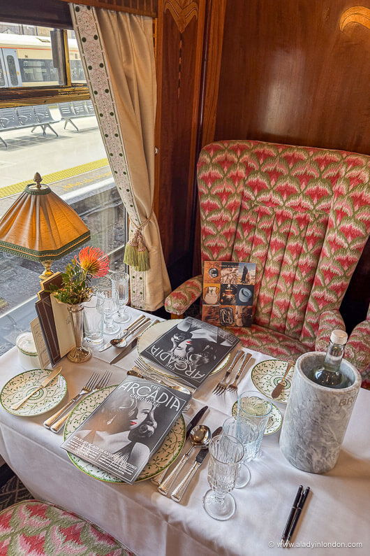 British Pullman train carriage table