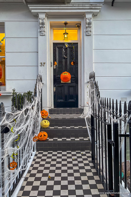 Halloween decorations on a house in London