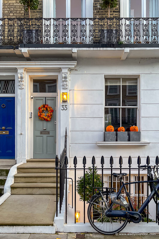 Halloween decorations on a house in London